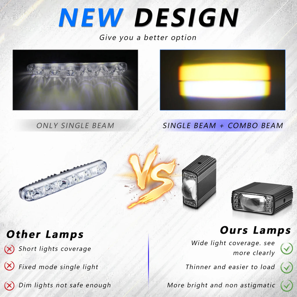 LED Car Grille Spotlight Projector Len Light DRL 120W 12000LM Super Bright Motorcycle Auxiliary Spotlight 6000K/4500K/3000K 12V