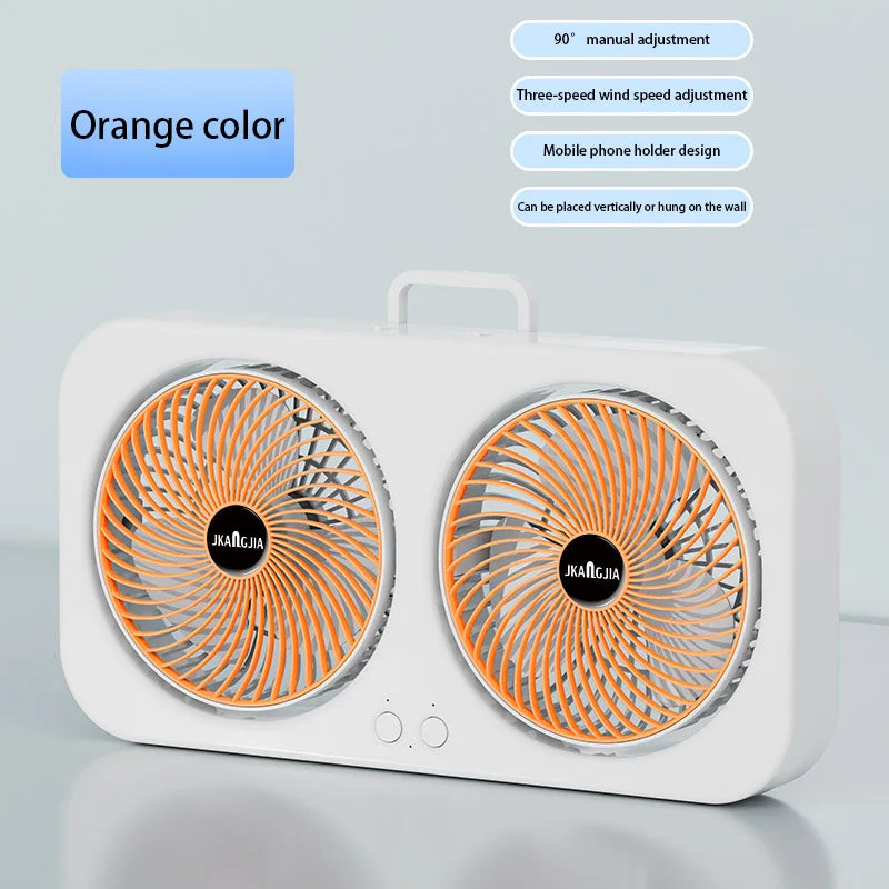 Double Head Fan Air Circulation Fan Dormitory Home Silent Charging Desktop Wall Mounted Super Strong Small Electric Fan