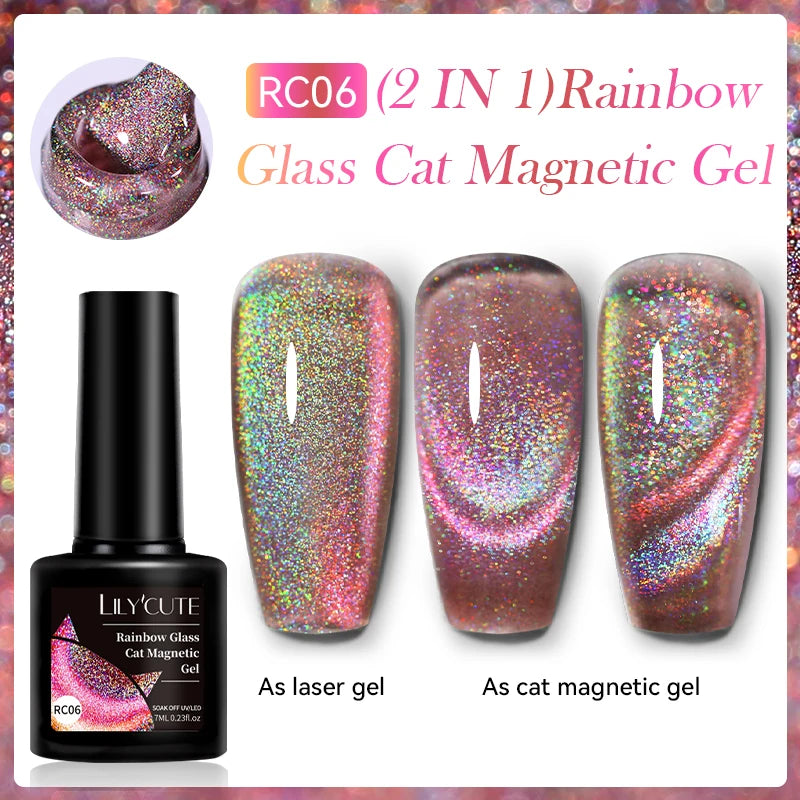 LILYCUTE 7ml Gold Coffee Cat Magnetic Gel Nail Polish Autumn Winter Nails Ultra Shine Moonlight Semi Permanent UV Gel Soak Off