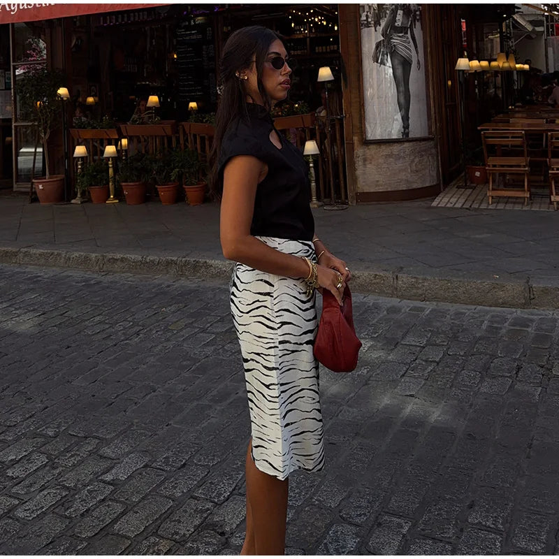 Fashion Zebra Print Women's Skirt High Waist Straight Loose Skirt Chic 2026 Spring Summer New Street Daily Wear Ladies Clothing