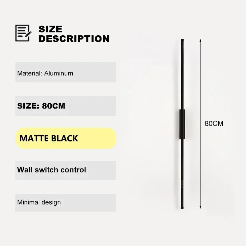 Modern LED Wall Lamp Bedroom Decoration Indoor Fixture Living Minimalist Lines Black Light Sconces Stair Hallway Wall Lights