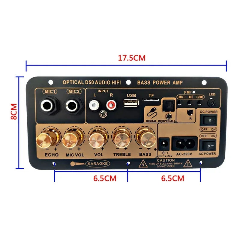 Subwoofer Amplifier Board 100W with Optical Audio Bluetooth AMP USB FM Radio TF Player DIY Audio Sub Woofer for 4-8 Ohms Speaker