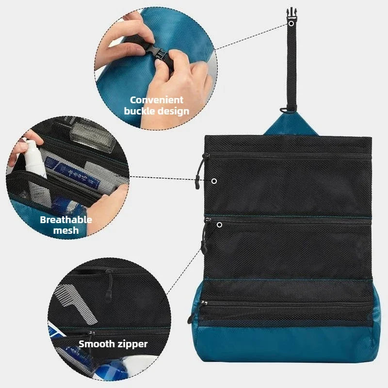 Multi-Functional Men's Travel Toiletry Bag: Compact Foldable Waterproof Organizer for Business Trip Camping Gear