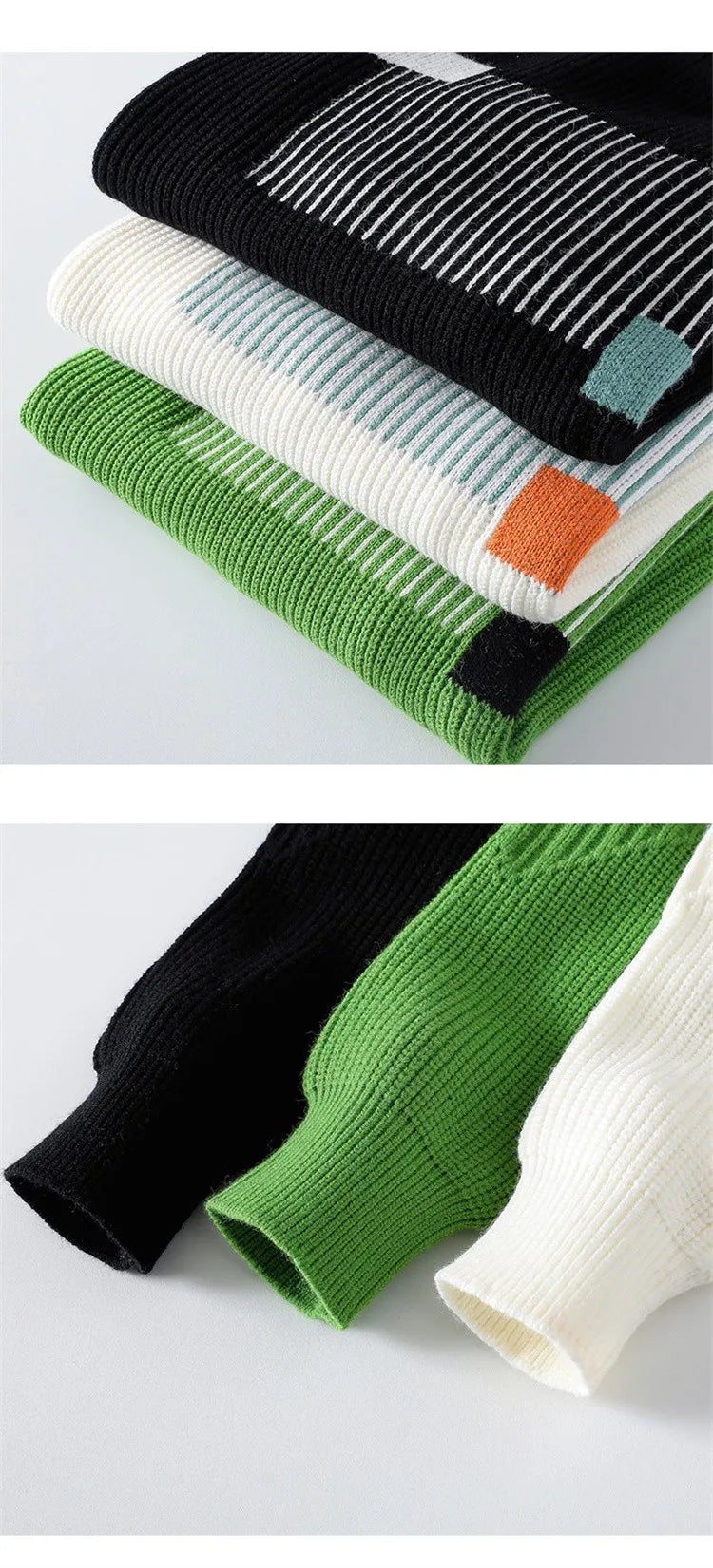 2025 Men's Sweater Fashion Pattern Autumn/Winter Knitted Sweater Fashion High Street Pullover Outdoor Loose Warm Thick