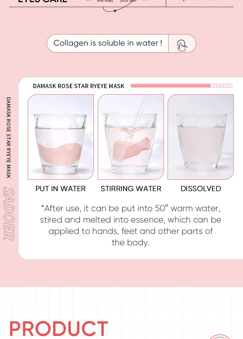 60 Pieces of Rose Starry Sky Collagen Eye Mask, Anti-Dark Circles, Anti-Eye Bags, Moisturizing and Firming Eye Patches, Eye Skin Care