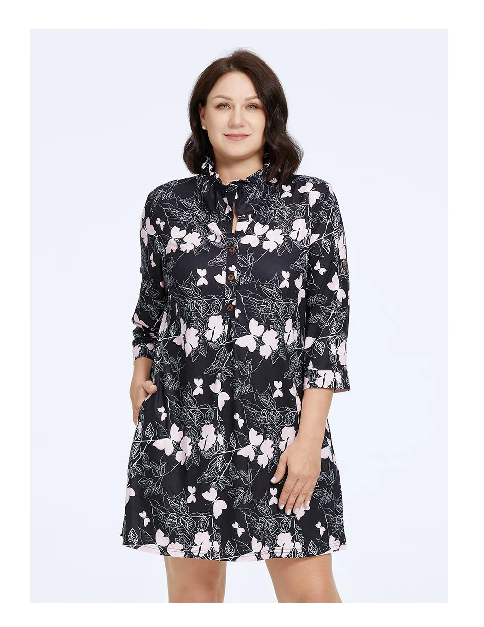 Astrid Women's Dresses 2023 New Long Sleeves Plus Size Floral Print Elegant Dress Stand-Up Collar Party Dresses Daily Office