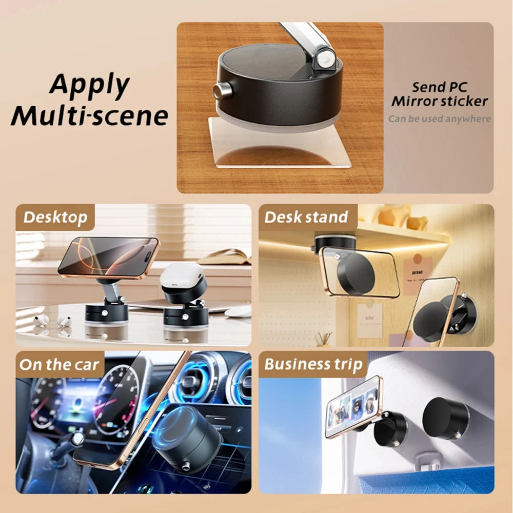 Pack Magnetic Phone Holder with Vacuum Suction Cup for Car, Foldable Mobile Stand for iPhone/ Android - DIY Accessories