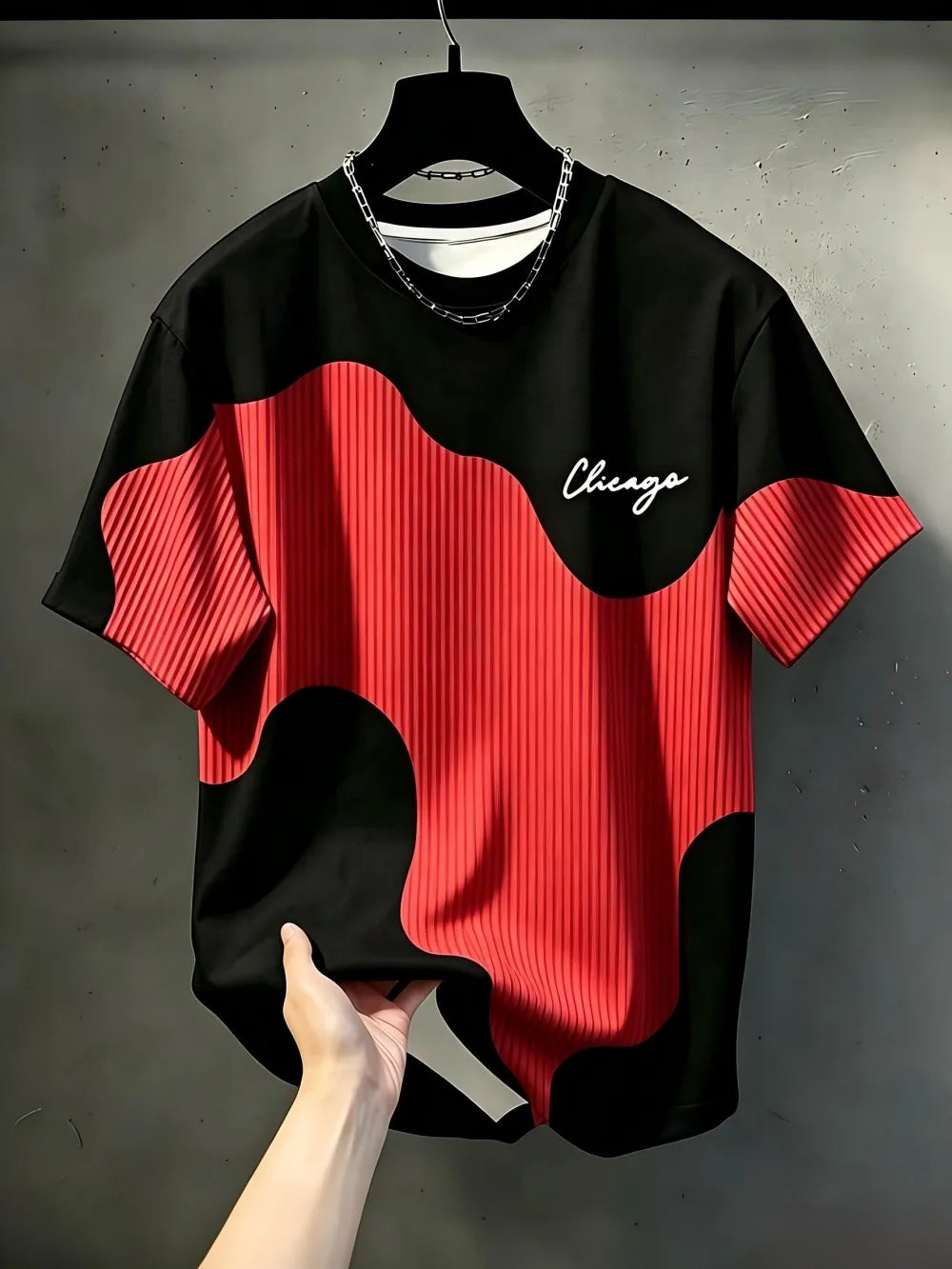 European and American Men's Summer Simple Letter Splicing Print Comfortable and Breathable Round Neck T-Shirt Outdoor Casual Top