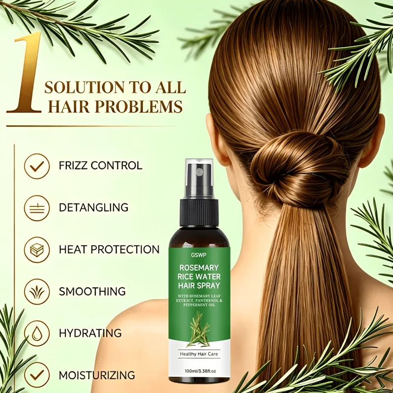 GSWP Rosemary Hair Care Spray, Lightweight and Non-Greasy, It Leaves Hair Soft and Silky, Adds Natural Volume. 100ml/200ml