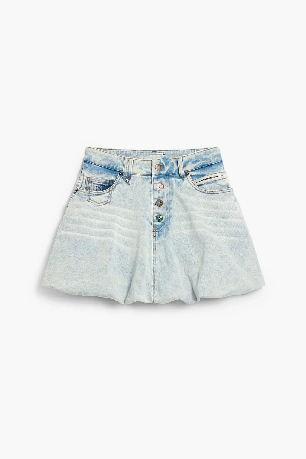 Foreign Trade Spain Original Denim Skirt Sand Washed Irregular Design Mini Short Skirt Summer New Product