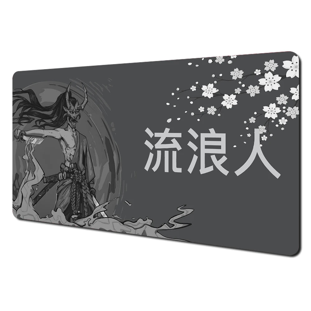 Black and Grey Abstract Art Pattern Design Mouse Pad Desk Mat with Stitched Edge Rubber Anti-Slip Gaming Mat Keyboard Mouse Pads