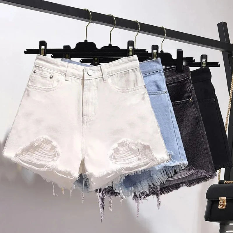 Summer Hot Sale Girls Fashion Denim Shorts Lady Chic Sexy Mini Pants Women Raw Edge High Waist A-line Short Jeans