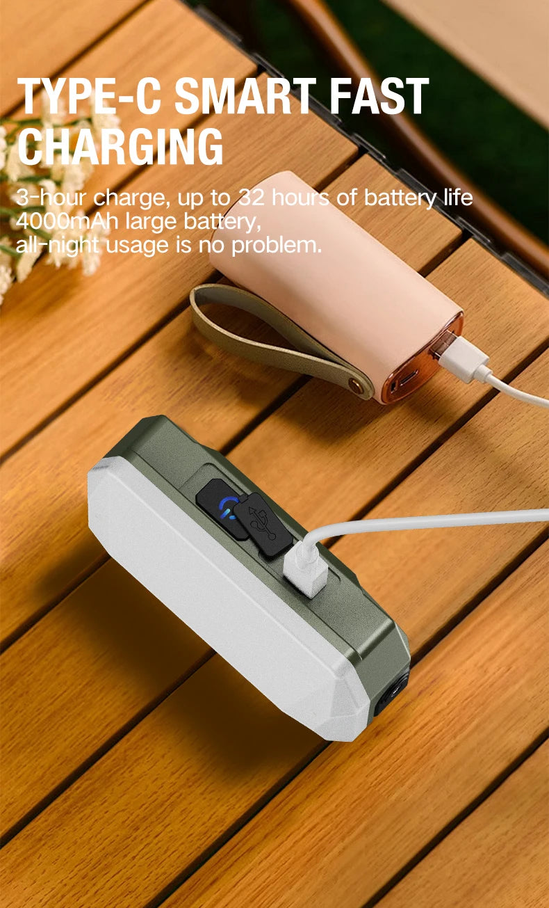 Outdoor camping lights, portable camping tents, camping work lights, atmosphere hanging lights, long-range rechargeable lighting