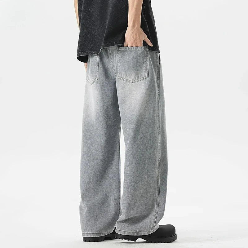 Men's Jeans American Loose Wide-leg Loose Straight Casual Trousers Street Hip-hop Baggy Jeans Black Grey Blue Streetwear Men