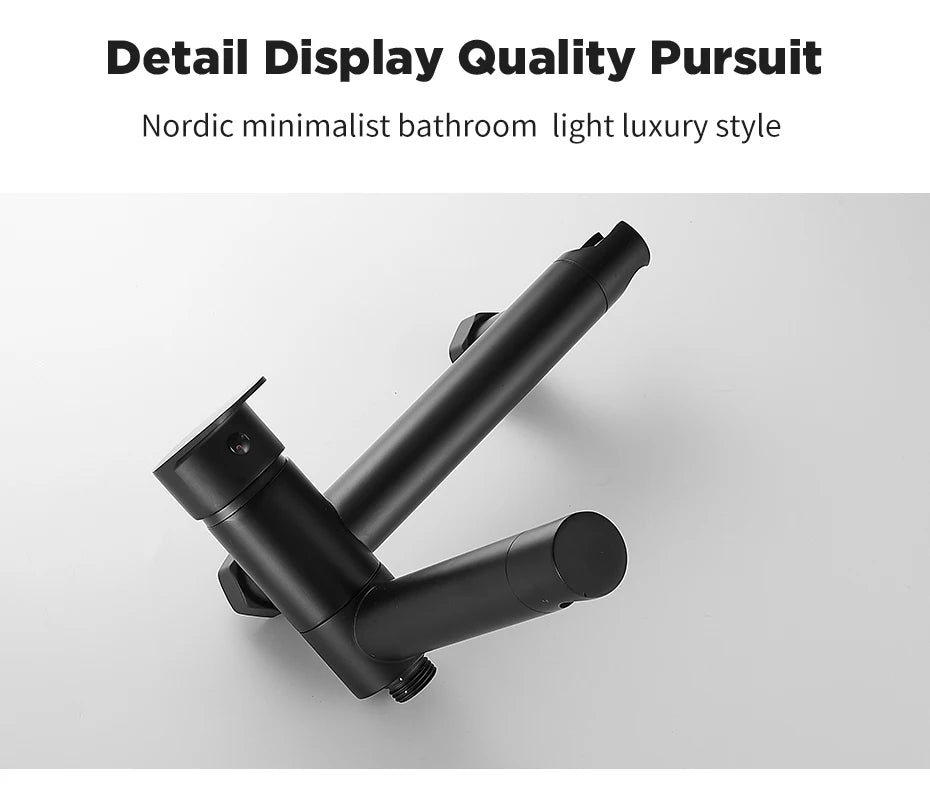 Shower Faucet Black Brass Wall Mount Bathtub Faucet Shower Square Style Handheld Single Handle Luxury Bathroom Mixer Tap 877910