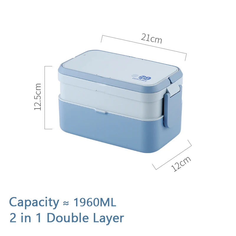 Picnic Lunch Box Bamboo Fiber 3in1 Double Layer Microwavable Bento Box Food Storage Containers school Child Lunch Boxes for Kids