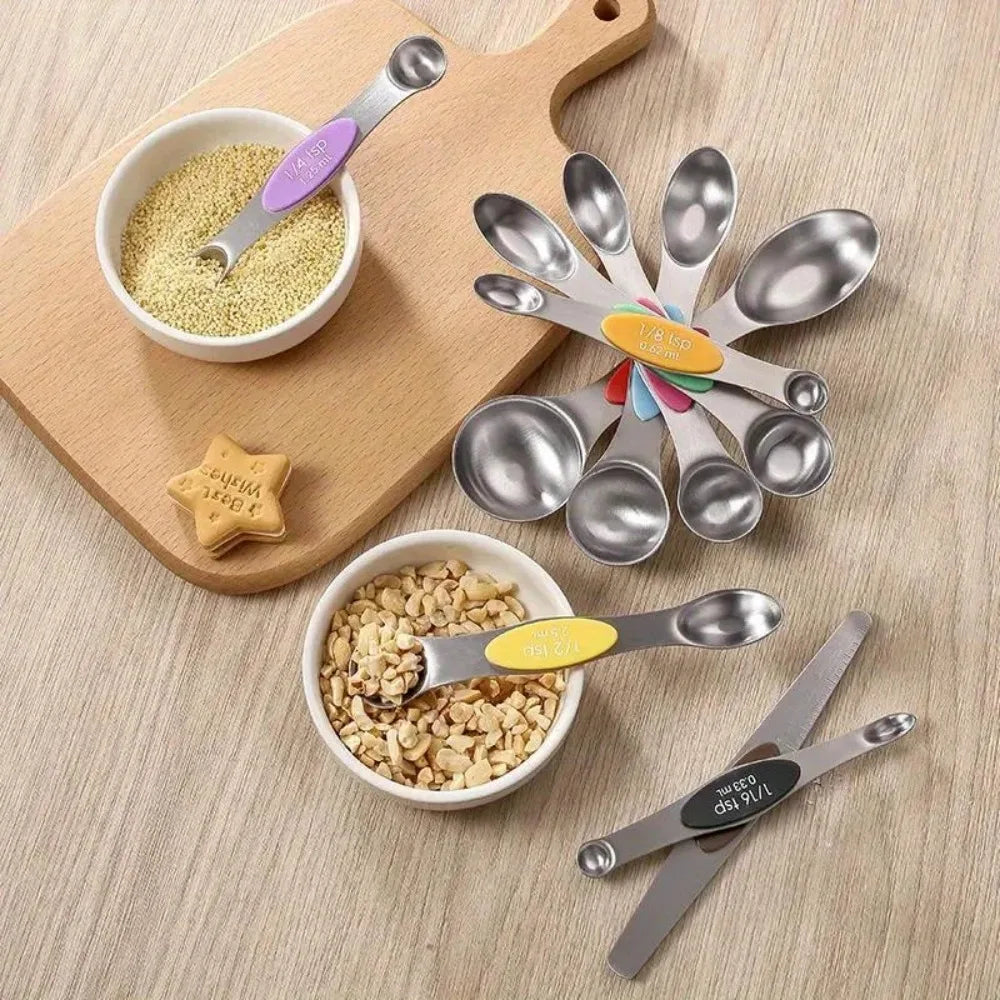 Stainless Steel Metal Magnetic Measuring Spoons Set Teaspoon Tablespoon Measuring Spoons Kitchen Gadgets for Baking Cooking