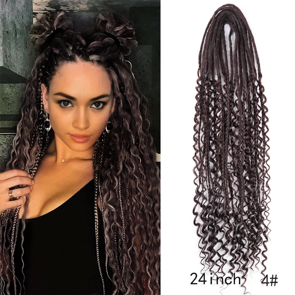 Dreadlock Extensions Handmade Crochet Hair Synthetic 24 36 Inches Dread Extension Crochet Braids For Women Dreadlocks Hair