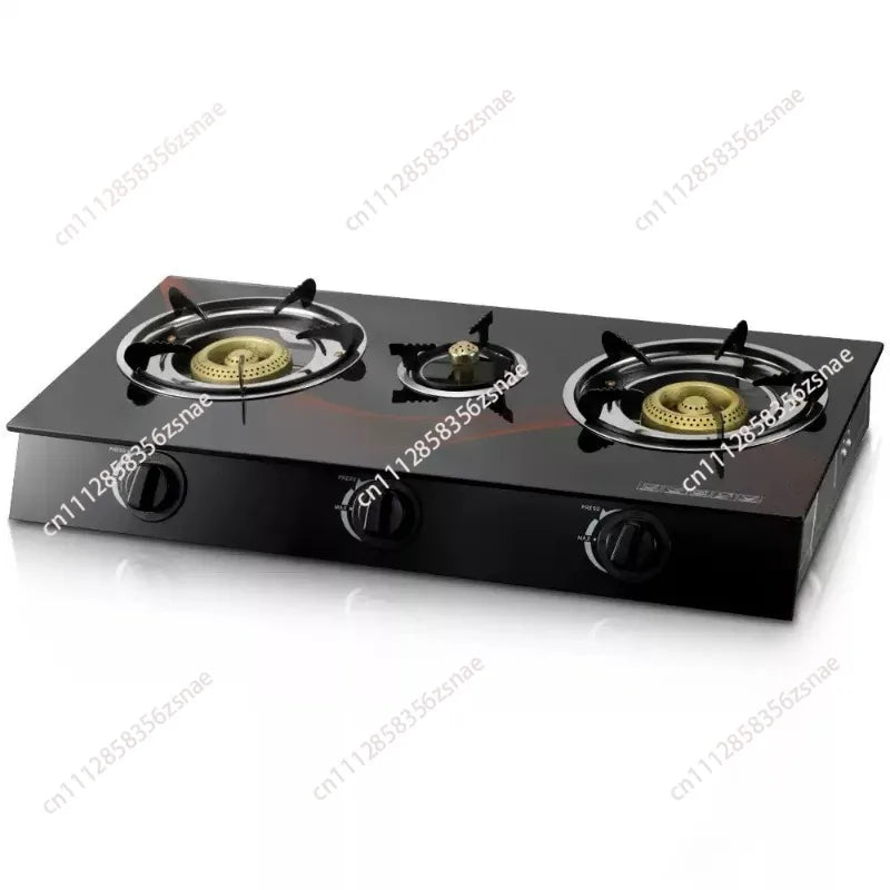 3-Burner Desktop Gas Stove, Table Top Cooktop with Ignition, Kitchen Gas Cooker Without Cylinder