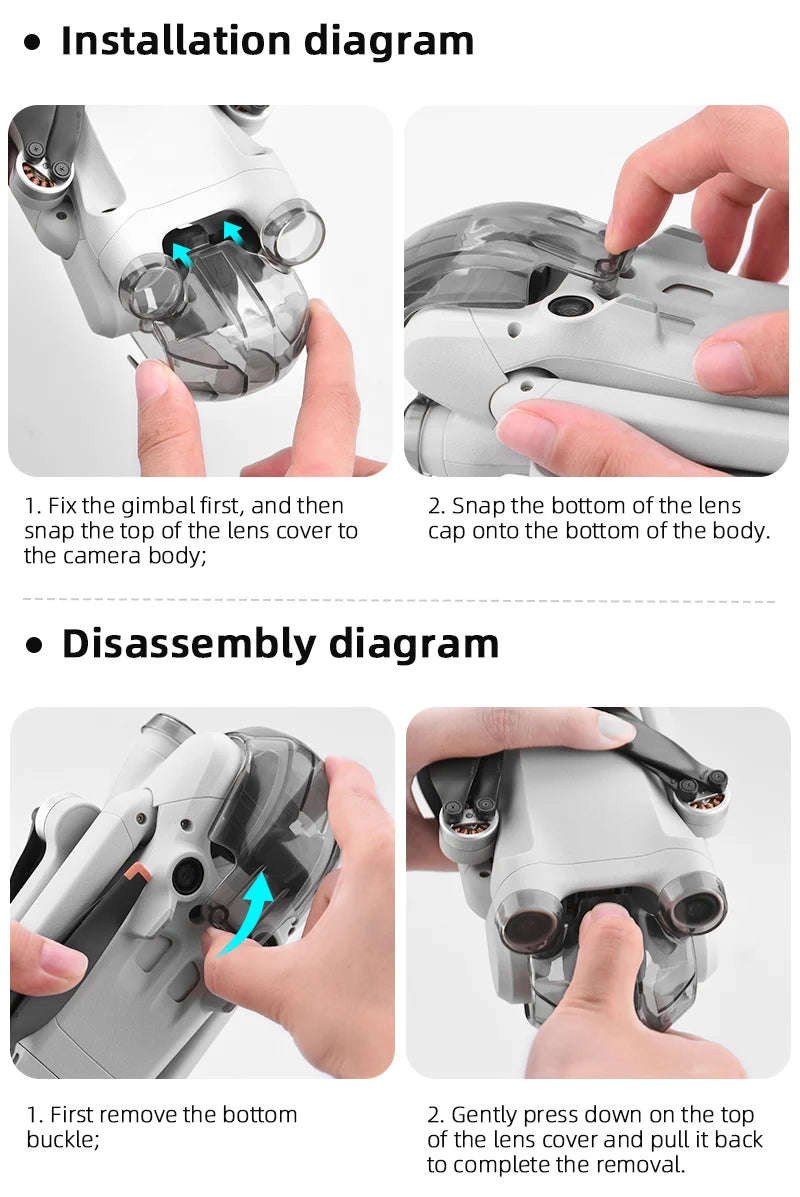 BRDRC Lens Cap for DJI Mini 3 Pro Drone Protective Gimbal Lock Cover Camera Guard Anti-Scratch Protector Props fixer Accessory