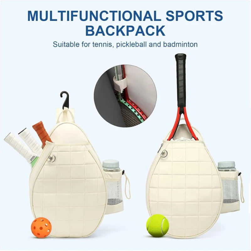 Tennis Bag, Quilted Tennis Backpack Holds 2 Rackets, Waterproof Crossbody Sling Pickleball Bags For Women, Men And Youth