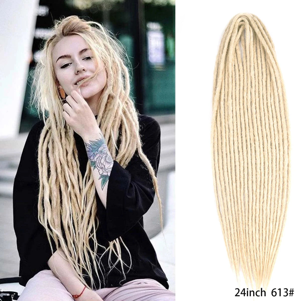 Dreadlock Extensions Handmade Crochet Hair Synthetic 24 36 Inches Dread Extension Crochet Braids For Women Dreadlocks Hair