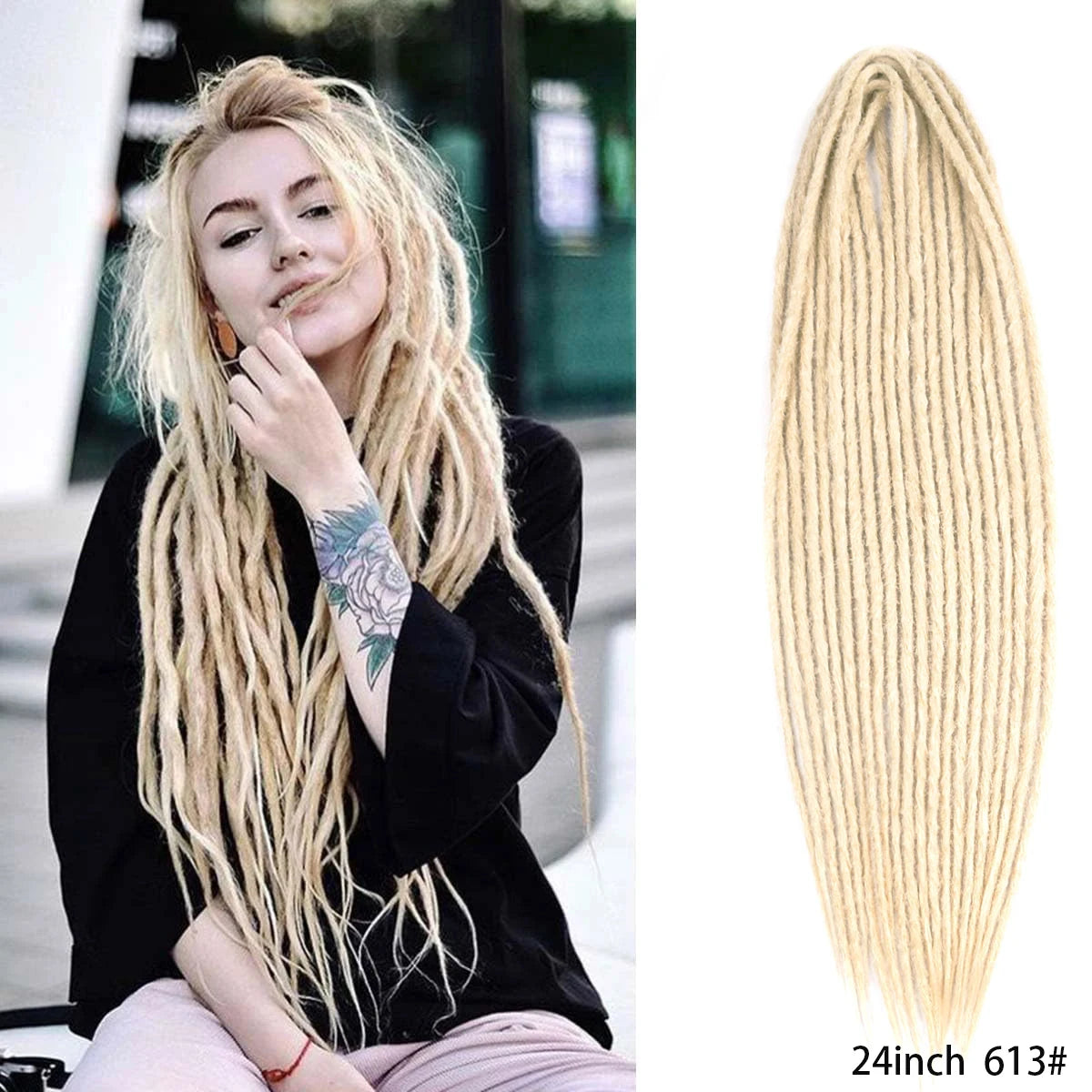 Dreadlock Extensions Handmade Crochet Hair Synthetic 24 36 Inches Dread Extension Crochet Braids For Women Dreadlocks Hair