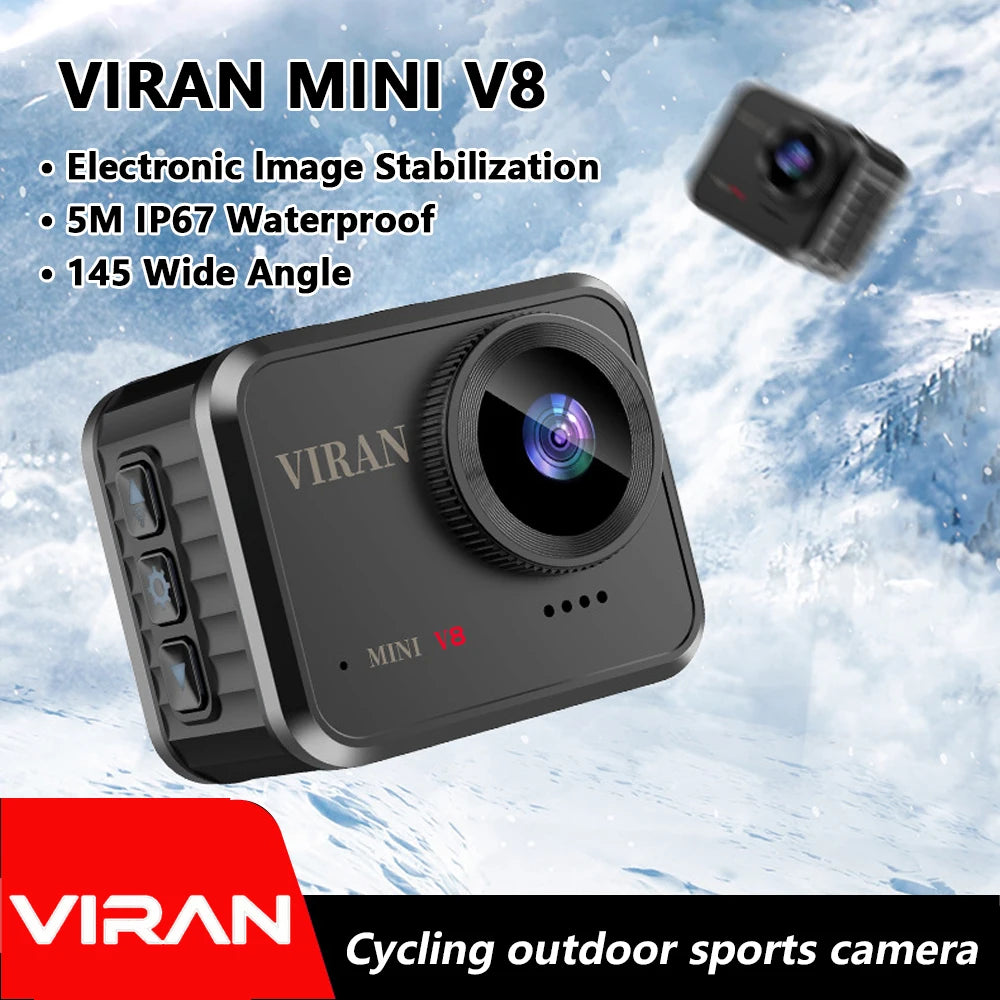 VIRAN MINI V8 Action Cam Ultra HD Bicycle Helmet Camera 145 ° Wide Angle Mini Car Dash Cam Waterproof Video Recorder Sports DV