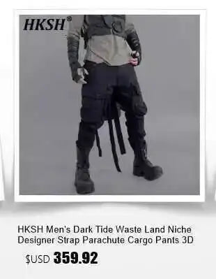 HKSH Autumn New Men's Hooded Distressed Patchwork Folded Waste Land Tactical Punk Techwear Shoulder Batwing Sleeve Jacket HK2392