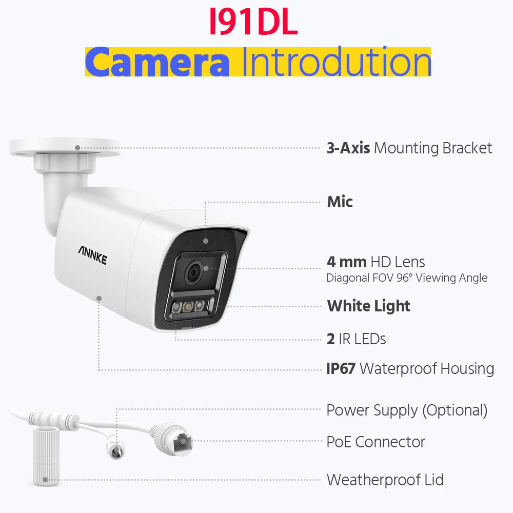 ANNKE 4K Ultra HD POE Video Surveillance System 8CH H.265+ NVR With 12MP Security Cameras CCTV Kit Audio Recording 8MP Ip camera