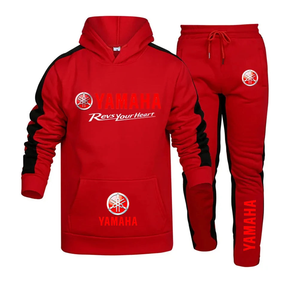 Fashionable and trendy men's Yamaha logo sports suit hooded sweatshirt sports pants autumn and winter daily casual sports joggin