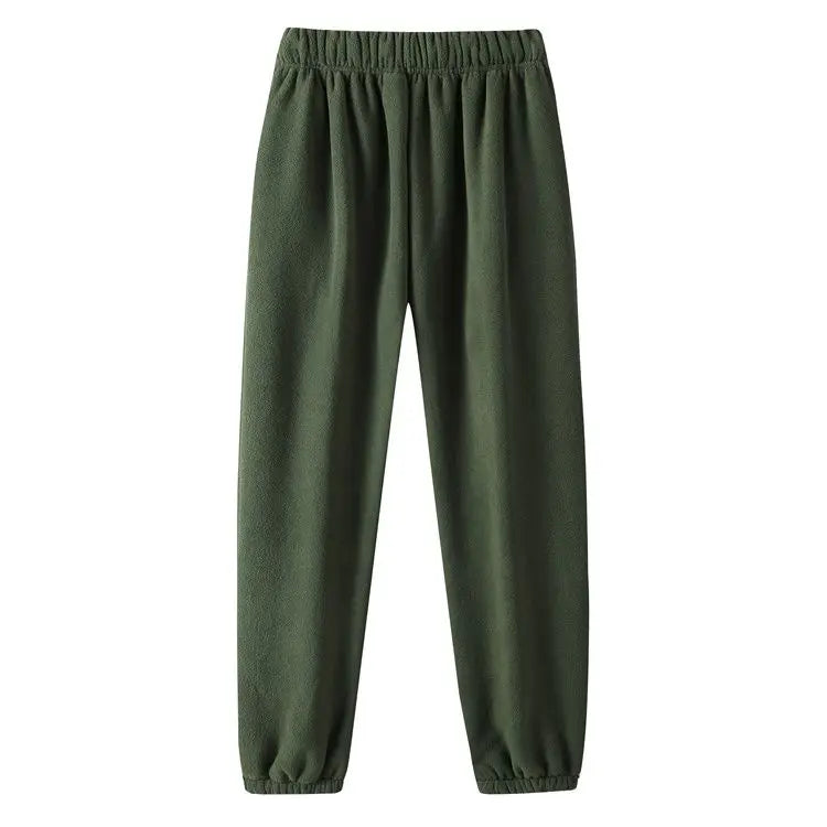 Fleece and Lambswool Men Sweatpants Winter Embroidery Thick Warm Double-sided Velvet Windproof Thermo Trousers Soft Harem Pants