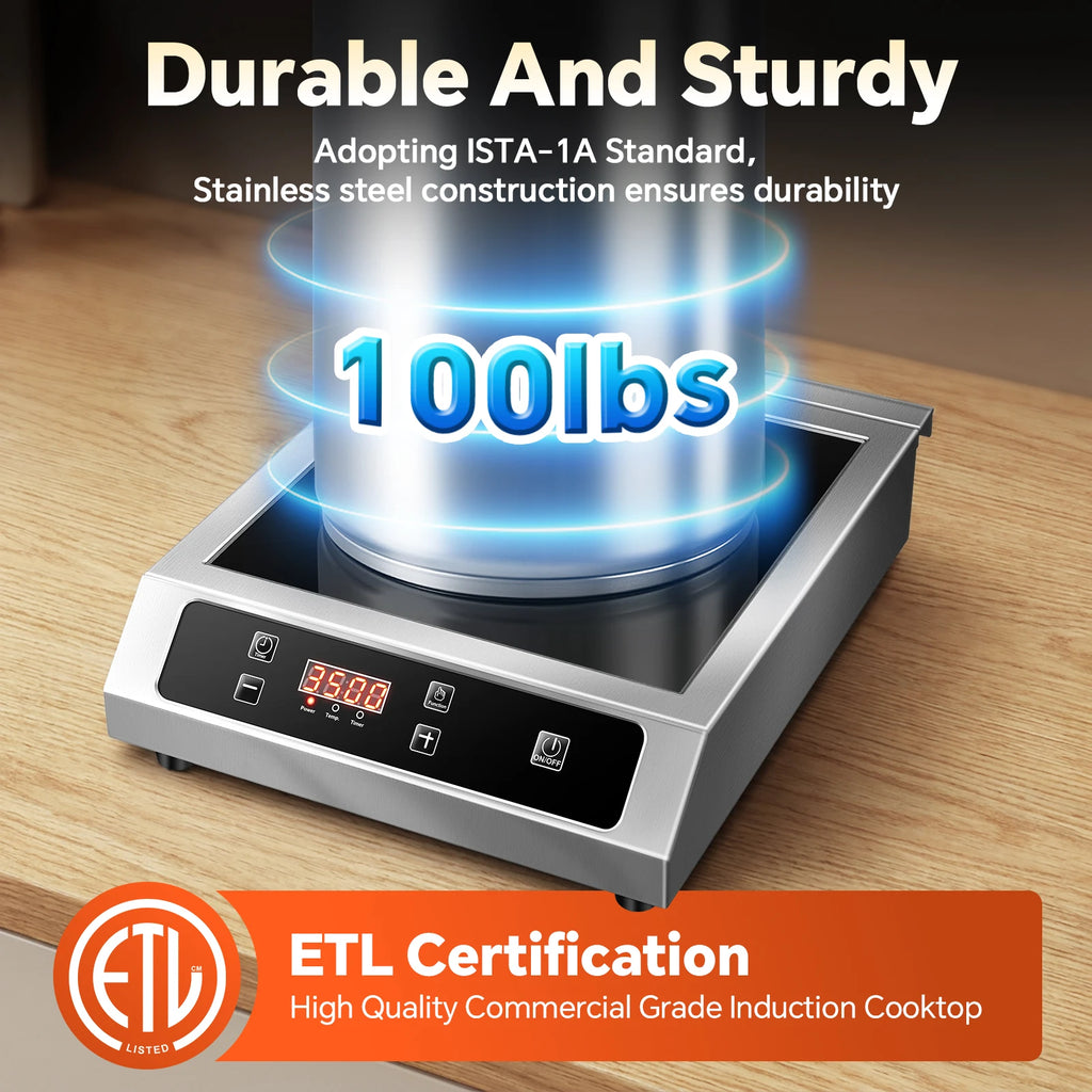 14" 3500W Commercial Induction Burner, Portable Countertop