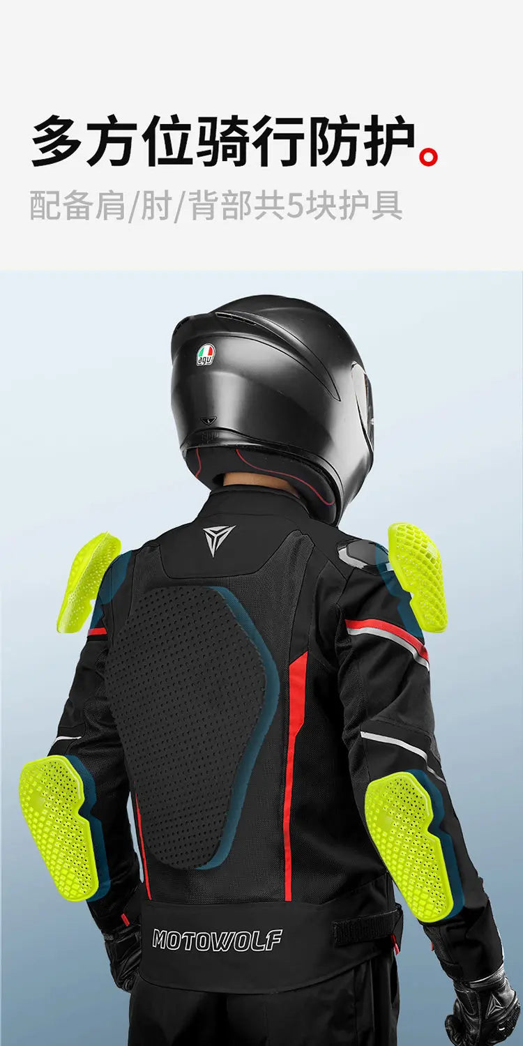 MOTOWOLF Men Motorcycle Riding Jacket Removable Waterproof Thermal Liner Windproof Anti‑Fall Motorbike Touring Racing Coat