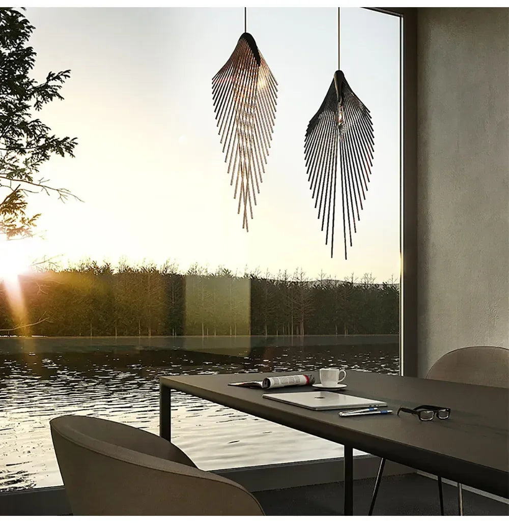 Modern Minimalist Pendant Light Personality Design Black Metal Lamp For Living Room Kitchen Island Restaurant Shop Decor Lamp