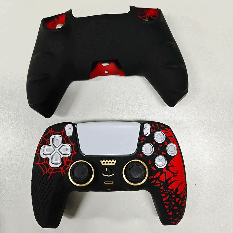 Controller Skin Shell for PS5 Controller Silicone Cover Case with Rubber Thumb Grip Gaps Touch Pad Sticker For PS5 Fit In Dock