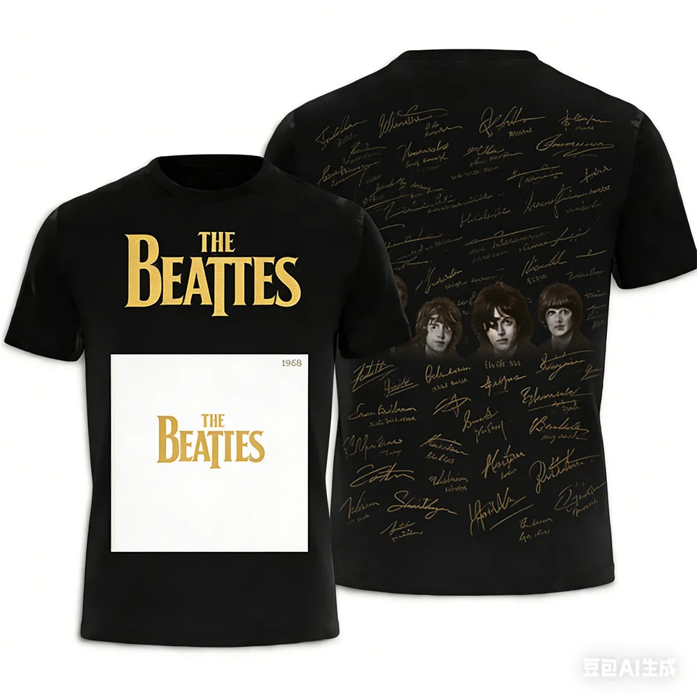 Rock band T-shirt Summer men's women's T-shirts The Beatles printed T-shirt Hip hop round neck T-shirt Breathable sports T-shirt