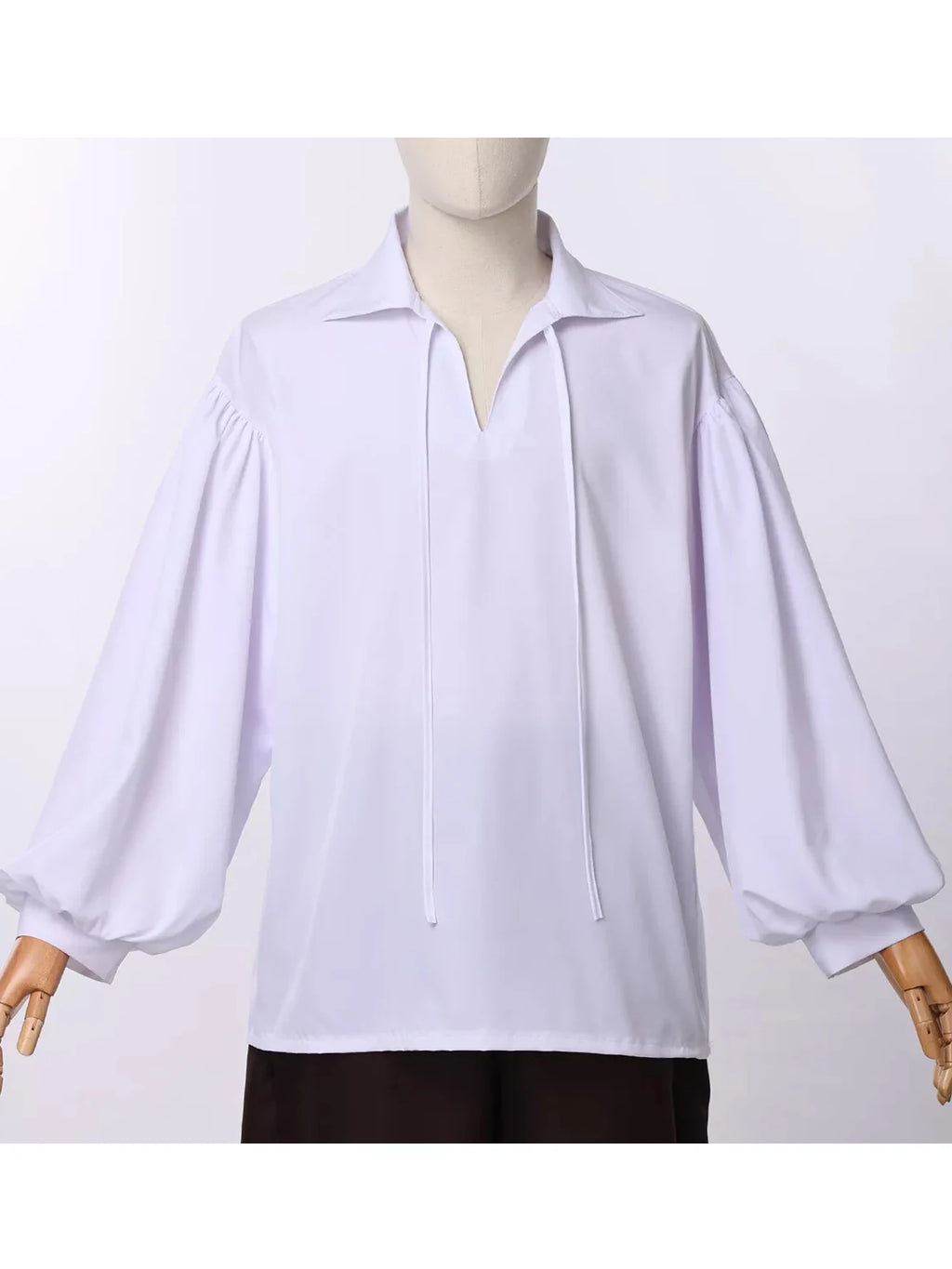 Men'S Retro Medieval V-Neck Pirate Shirt - Beige, Loose Fit with Drop Shoulder Sleeves, Casual All-Season Top for Halloween & Ca