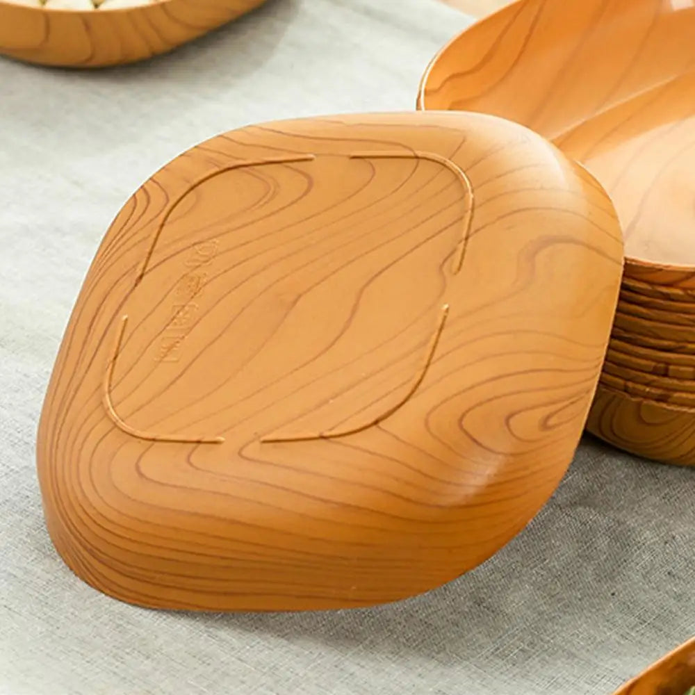 1/10/20Pcs Dish Kitchen Wood Grain Plastic Square Plate Dried Fruit Fruit Cake Snack Plates Snack Tableware Bowl Dish Dinnerware