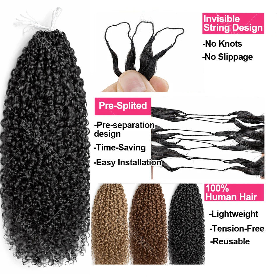 Highlight Honey Blonde Kinky Curly Human Hair Extensions For Braiding Knotless Pre-Separated Feather Crochet Human Hair Bundles