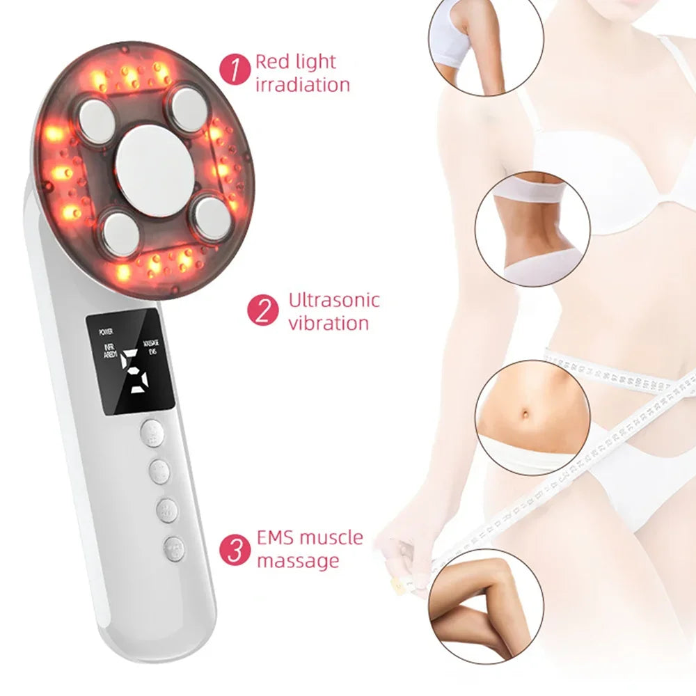 3 IN 1 EMS Ultrasound Machine Body Slimming Vibrating Massager Anti-Cellulite Fat Burner Facial RF Infrared EMS LED Light Device