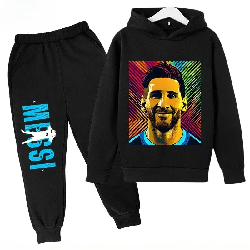 Spring Autumn Children's Set Sports Messi Print Hoodie Set Pants Suit 2pcs Set Boys Girls Kid Clothing Casual Fashion Tracksuit