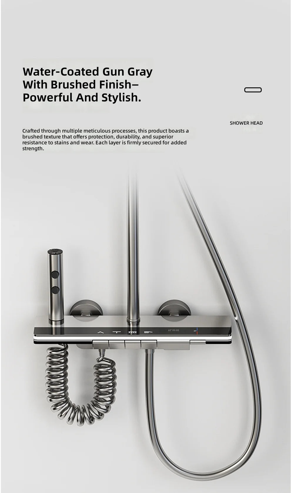 Shower Set, Thermostatic LED Display, Piano Key Pressurized Nozzle, Bathroom Home Decor, Water Saving Faucet System