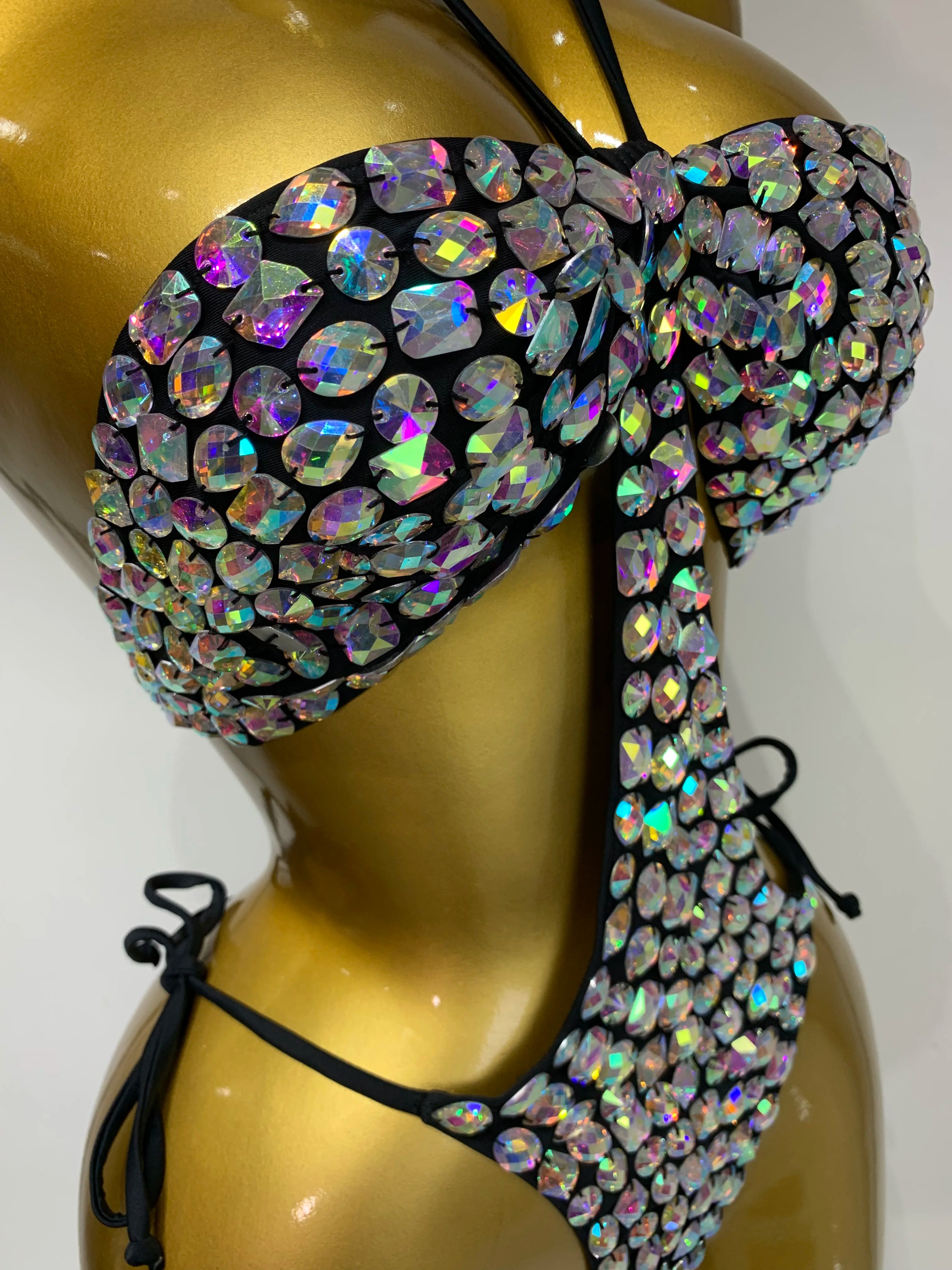 Newest Crystal Bikini Swimwear Fashion Bar Bikini Blingbling Swimwear Bikini Popular Bathingsuit Bikini Nightclub Stage Outfit