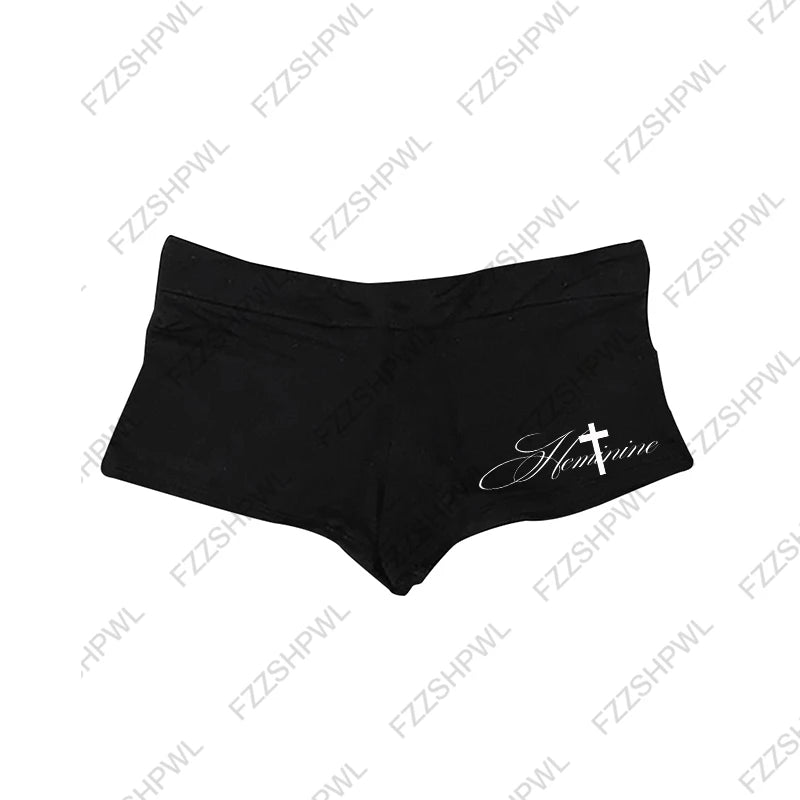 Harajuku Women's Shorts Gothic Geometric Print Striped Aesthetic Y2K Emo Girls high street Chic Casual Fashion American Shorts