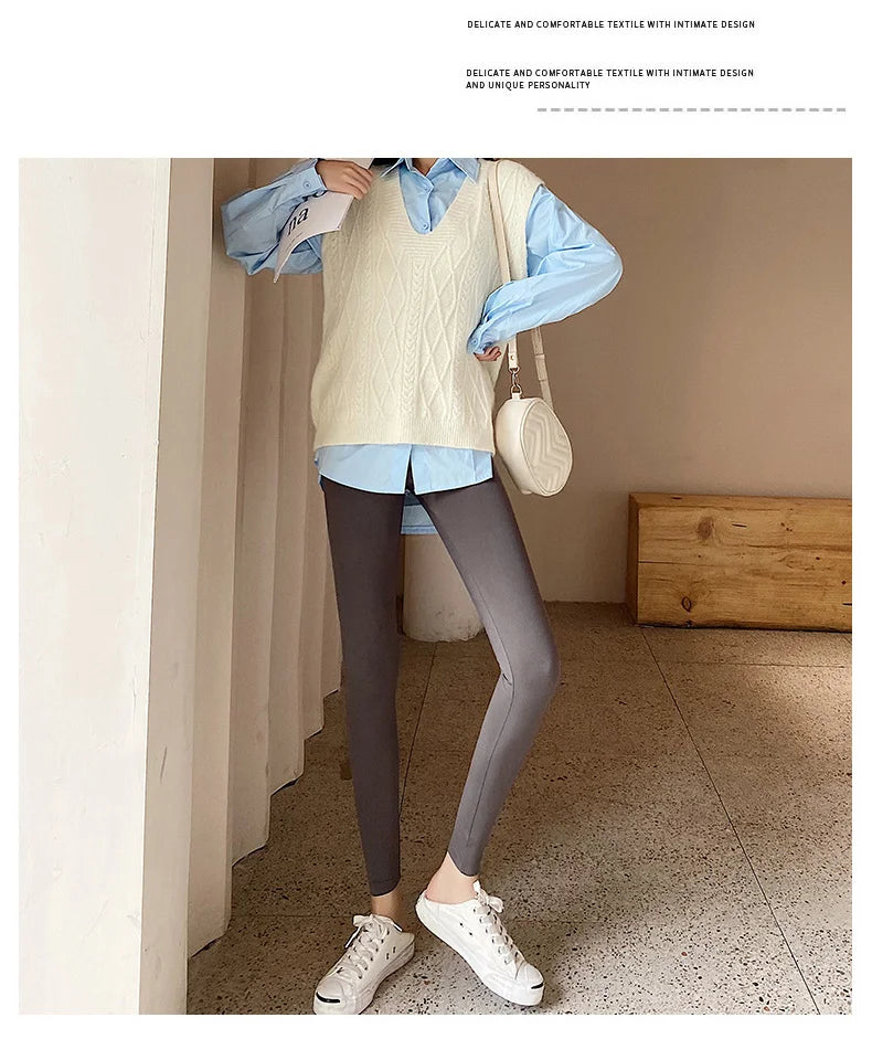 BIVIGAOS Summer New White Khaki Shark Leggings Women Thin High Waist Slim Legs Skinny Leggings Sports Fitness Leggings Spring