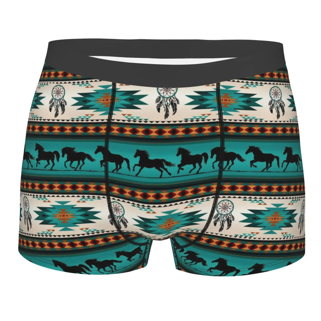 Tribal Aztec Horse Print Men Underwear Boxers Breathable Mens Boxershorts Men's Panties Underpants Man Boxers Briefs Trunks