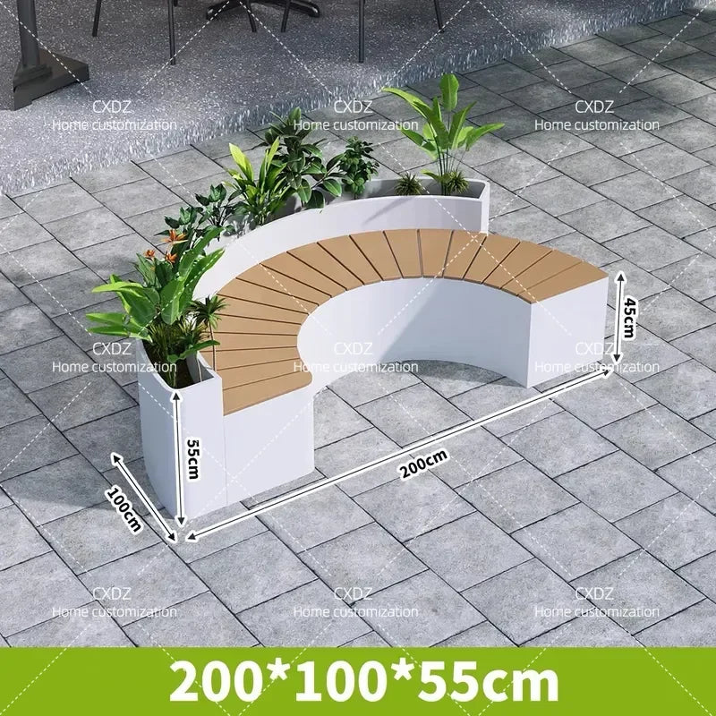 Outdoor Backrest Coffee Bar Stool Commercial Street Flower Box Seat Combination for Milk Tea Shop Leisure Sitting