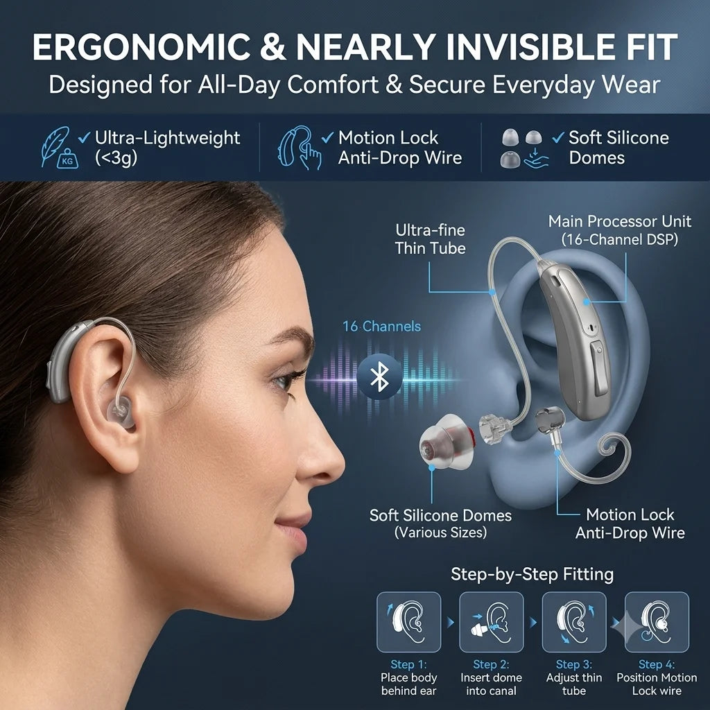 16 Channel Hearing Aid High Quality Bluetooth Hearing Aids Rechargeable for Deafness Intelligent Noise Cancelling Audifonos