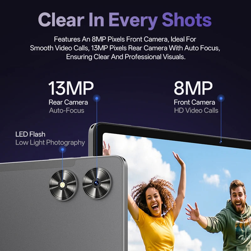 SVITOO Tablet 2026 Android 16 11 Inch 90Hz HD IPS Screen Unisoc T7250 Octa-Core Processor 4GB Physical RAM + 16GB Virtual RAM 128GB ROM 1TB Expandable 8800mAh Battery 2.4GHz 5GHz WiFi 5 Bluetooth 5.0 GPS Widevine L1 With Case